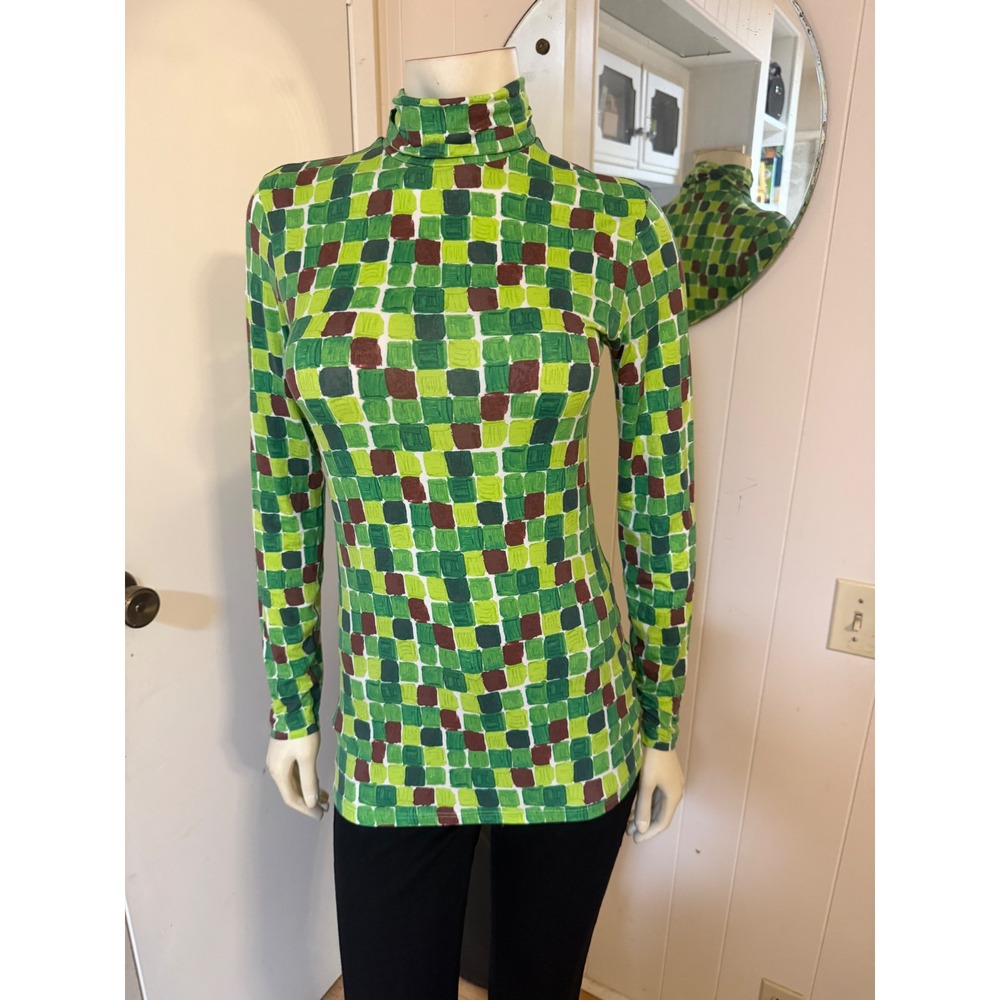 RARE Marni x Uniqlo Heattech Mock Neck Long Sleeve Checked Top M